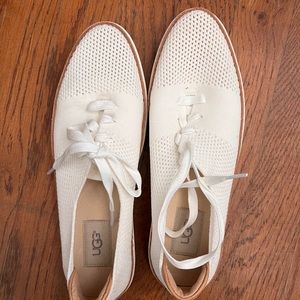 Ugg white and brown lace up flats